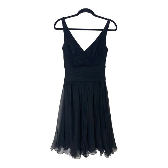 #152 TADASHI COLLECTION black silk cocktail dress - Picture 2 of 8